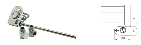 Irsap Ares Полотенцесушитель электрический 580x818x30мм (15 трубок-2 промежутка), мощность: 400 ватт, с регулятором, провод: 1200мм, цвет: хром 