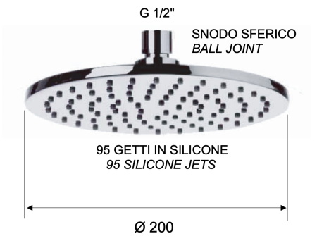 Верхний душ 20 см с шарнирным соединением Remer 359MM20CFPX, черный брашированный хром 