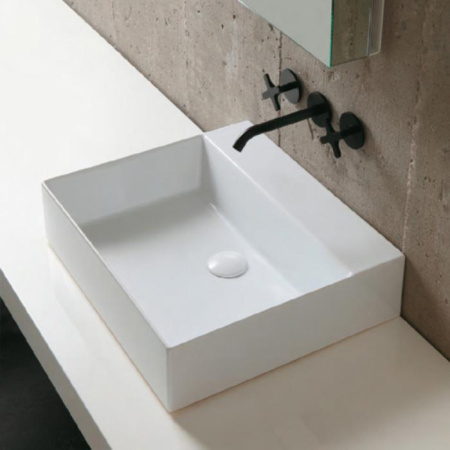 AZZURRA ELEGANCE Squared раковина подвесная/накладная  50х45см без отв. под смеситель , цвет белый 