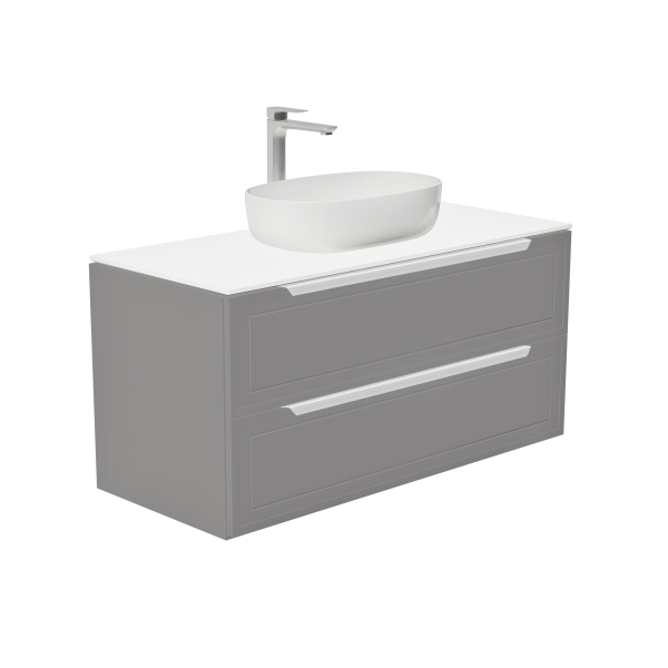 Тумба со столешницей Севилья, Платиновый / Столешница компакт-плита, Белая 