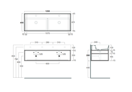SIMAS AGILE Структура металлическая 121x46xh28 см, подвесная, для раковины AG121, с 1 полкой, цвет черный матовый 