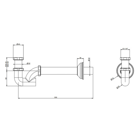 Gessi  Сифон на 1 1/4", цвет: Black XL 