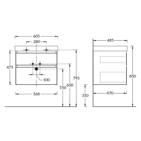Kerama Marazzi Тумба CUBO подвесная с ящиками 60, белая матовая 