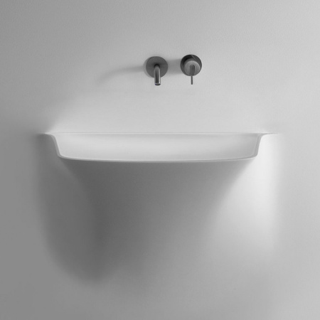 ANTONIO LUPI SOFFIO Раковина встраиваемая в стену 860х506х775 мм., с подсветкой, с донным клапаном, сифоном и гибким шлангом, Corian, цвет белый 