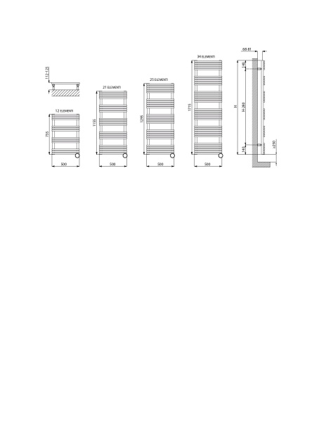 Cordivari Sandy Electric, полотенцесушитель электрический 1295/500, цвет хром 