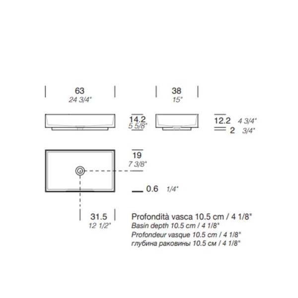 MILLDUE  Раковина  STEP 63_14 накладная из CRISTALPLANT ,63х38х14,2 см, без отв для смесителя, цвет белый матовый 