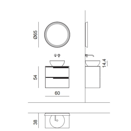 OASIS PROFILO Тумба под раковину 600х380х540 мм, подвесная, 2 ящика левых, цвет Forest matt 
