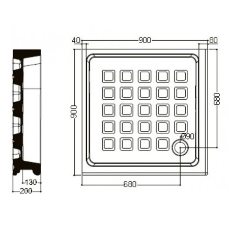 KERASAN Retro поддон угловой квадратный 90х90см, диаметр слива 90, цвет белый 