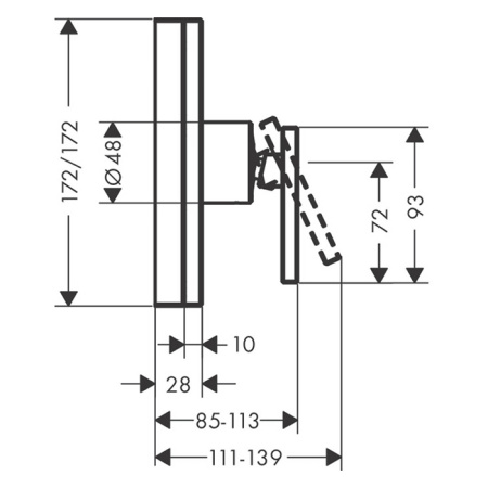 AX Edge Встраиваемый смеситель для душа, на 1 источник (внешняя часть) , цвет: хром 