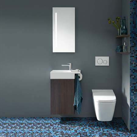 Burgbad Yumo Зеркало с подсветкой 400х800х38 мм , сенсорный выкл.,корпус алюмин оптика, левое 