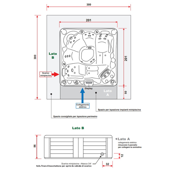 TREESSE PAROS Минибассейн 2010х2010х860 мм., отдельностоящий, с панелями, с крышкой, цвет белый 
