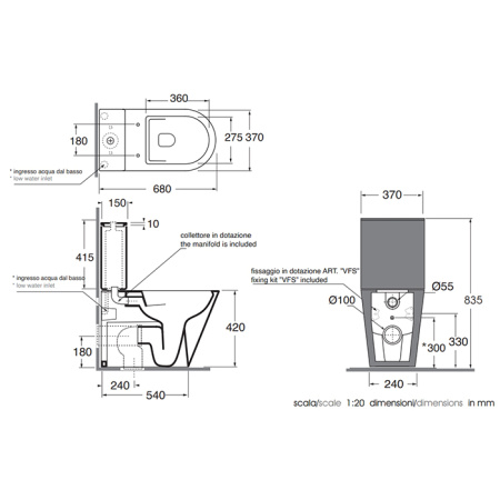AZZURRA FORMA Бачок для унитаза моноблок (без механизма смыва), цвет Nature green 