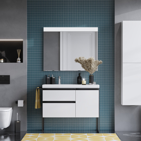 Roca DOMI Тумба подвесная 985x453x515 мм. для раковины 1000 мм, с 2 ящ. и 1 дверкой, левый, белый глянец (только для 7.3270.M.B00.4 - импорт) 