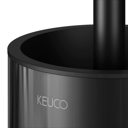 Keuco REVA Туалетный гарнитур, хрустальный стакан лакированный, скрытый крепеж и запасная щетка ершика в к-те цвет:  черный матовый 