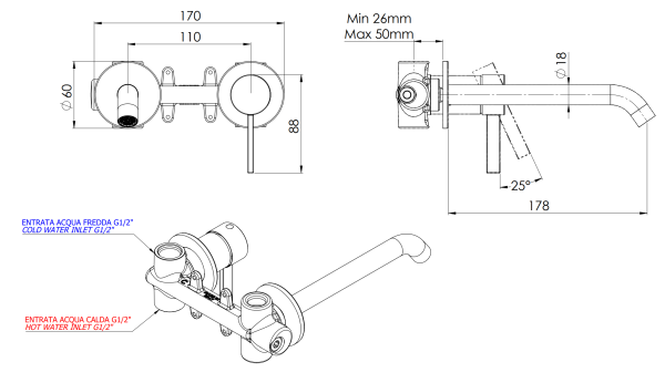 Смеситель для раковины Remer Metrica MC15PLXV, сталь 