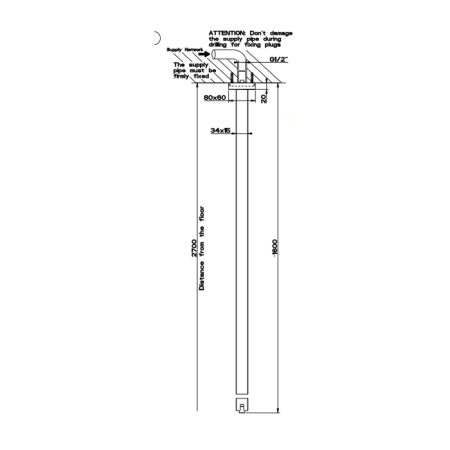 Gessi Rettangolo Излив потолочный, для монтажа с удаленным управлением (не входит в комплект), с индивидуальной длиной 50-1800мм, цвет: хром 