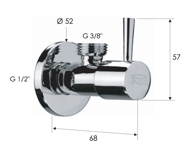 Запорный вентиль 1/2*3/8 Remer 128L1238 