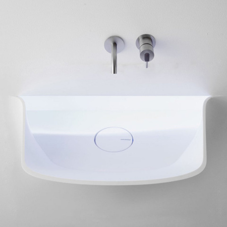 ANTONIO LUPI SOFFIO Раковина встраиваемая в стену 860х506х775 мм., с подсветкой, с донным клапаном, сифоном и гибким шлангом, Corian, цвет белый 