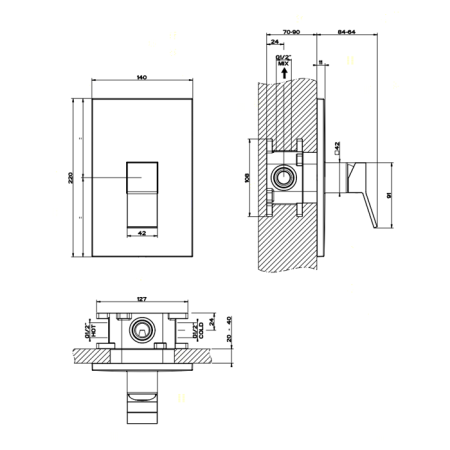 Gessi Rettangolo K Встраиваемый однорычажный смеситель для душа (внешняя часть), цвет: хром 