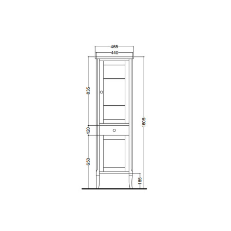 KERASAN Retro Колонна, 465*34*160,5h, петли справа DX,  цвет: noce (орех), ручки: керамика 
