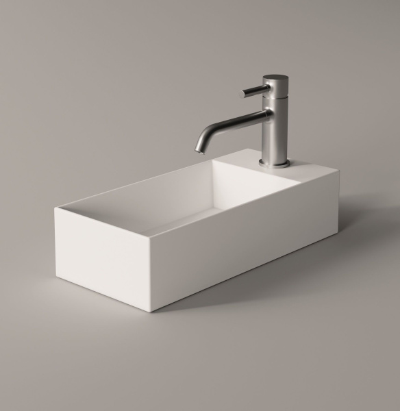 Alice Spy, подвесная прямоугольная раковина 45x20x11h см c крепежом fix01, цвет белый глянцевый 