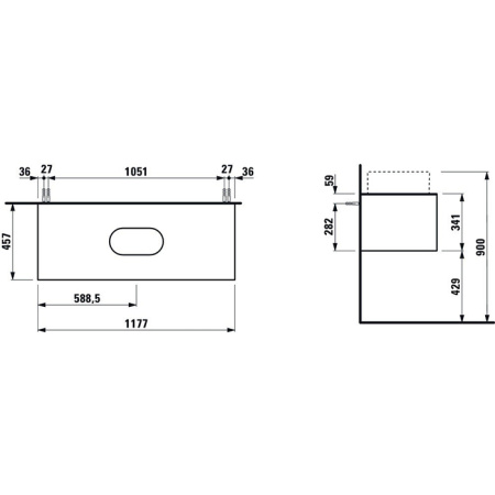 Laufen Sonar шкафчик под раковину, 1175х455х340 мм, 1 ящик, с отверстием в центре, совместим с раковинами-чашами 812348, 812349, золото и черный мрамо 