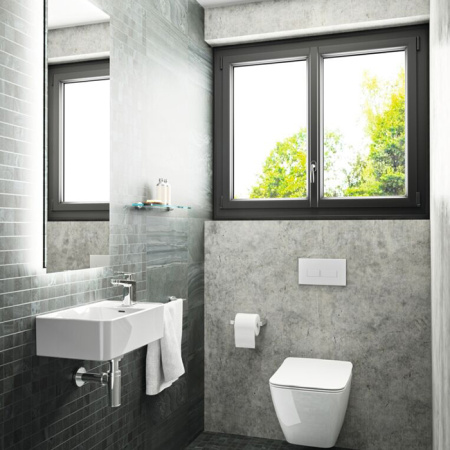 Ideal Standard Strada 2 Guest Раковина 450х270 мм, подвесная, с отв. под смес. справа , с крепежом и керам крышкой, цвет: белый глянец 