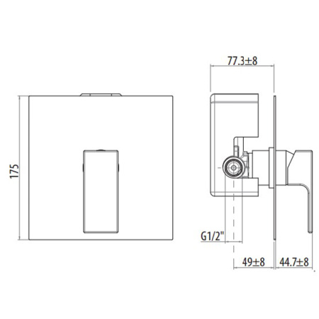 GATTONI Kubik Внешняя часть с механизмом,  цвет хром глянцевый 
