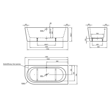 KNIEF Wall Corner L Ванна в правый угол, 180х80х60см, с щелев. переливом, сливной клапан хром, ванна цвет белый глянцевый 