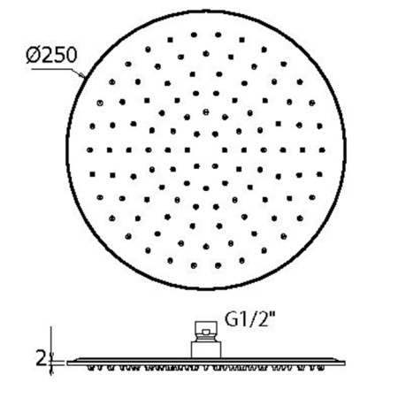 Plumberia Selection Верх. душ d.250 из нерж.стали,встроенный клапан безопасности, поворот.крепление, антикальций, 2мм, графит 