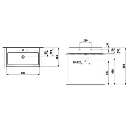 Laufen Living City Раковина 800х460х140мм без отв. под смеситель, цвет: белый 