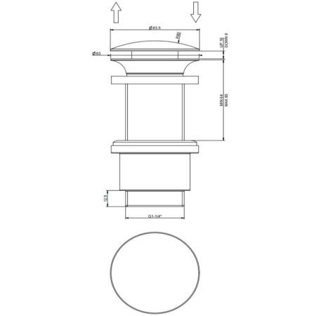 Gessi  Автоматический донный клапан “Stop&Go” для раковины без перелива, цвет: хром 