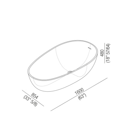 Agape Spoon M Ванна отдельностоящая 160х85,4хh48 см, с переливом, без отв. под смес., материал: Cristalplant®, цвет белый матовый 