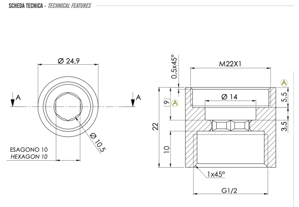 Переходник 1/2"г*М22г Remer 83RD12F22F 