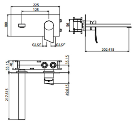 Gattoni Soffio Смеситель для раковины встроенный с внутренней частью. излим 202мм. цвет хром 