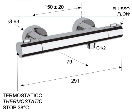 Смеситель термостатический для душа Remer Elegance EQ31 