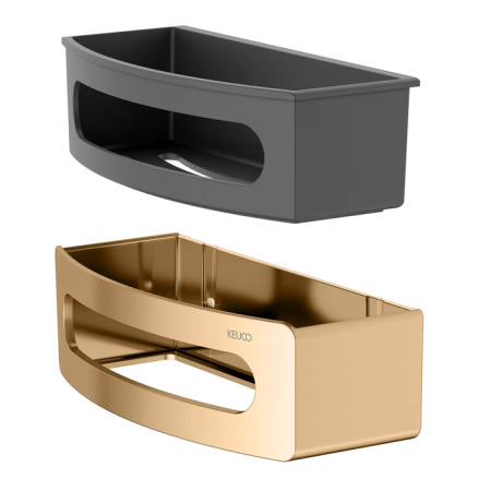 Keuco ELEGANCE Полочка для душа, съемная вставка (небьющаяся и нечувств. к УФ), скрытый крепеж в к-те цвет: brushed brass/anthracite 