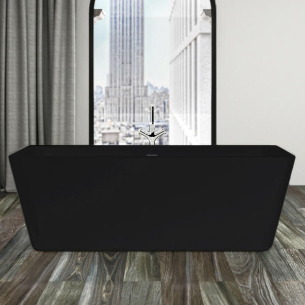 KNIEF Слив перелив щелевой с системой Click-Clack, с гибким шлангом и горизонтальным отводом, цвет черный матовый (смонтирован на ванне) 