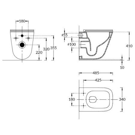 Kerama Marazzi Унитаз Кубо Торнадо подвесной с системой смыва торнадо с крепежом и сиденьем, белый глянцевый 