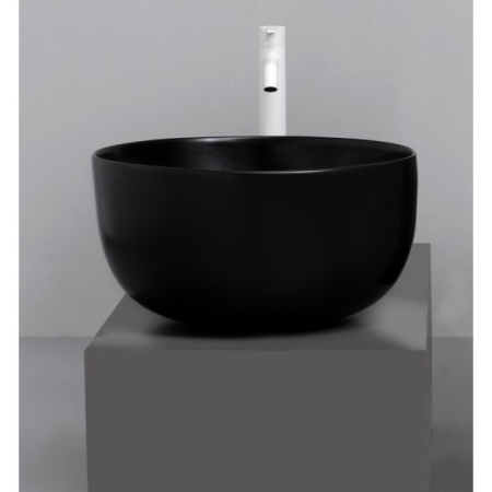 White Ceramic Dome, накладная круглая раковина Ø44,5x24h см, цвет черный матовый 
