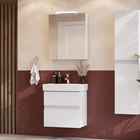Roca OLETA Тумба подвесная 564х374х548 мм. для раковины 600 мм, с 2 ящиками, белый матовый 