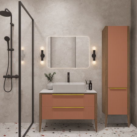 Пенал подвесной Валенсия, Бежево-розовый 