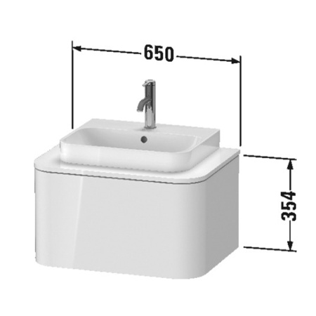 DURAVIT HAPPY D.2 PLUS Раковина 500х400 мм., с 1 отверстием для смесителя, с переливом, с керамическим донным клапаном, с креплением, цвет белый 