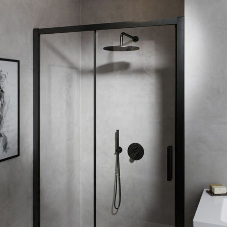 Ideal Standard Ceratherm T100 Душ комплект: встроен. термостат+наруж. часть с перекл.,  руч душ, верх. душ: 300 мм+штанга: 400 мм цвет: чёрный матовый 