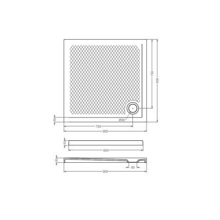 Artceram  Б/С Поддоны  Поддон душевой квадратный 90x90 h 5,5 cм, цвет grigio oliva (Не производится) 