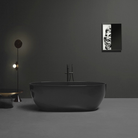 ANTONIO LUPI REFLEX Ванна отдельностоящая 1670х860х530 мм., с нажимным донным клапаном (хром), сифоном и гибким шлангом, Cristalmood, цвет Fume 