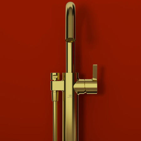 Ideal Standard Joy Смеситель для ванны, напольный, с ручным душем, цвет: PVD Brushed Gold 