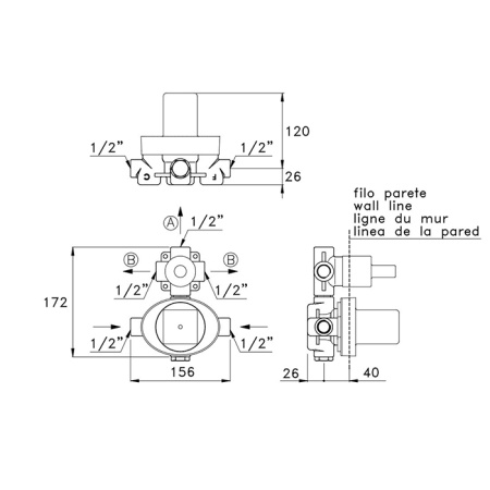 Stella Встраиваемая часть термостатического смесителя для душа IS3294 с переключателем на 2 выхода 