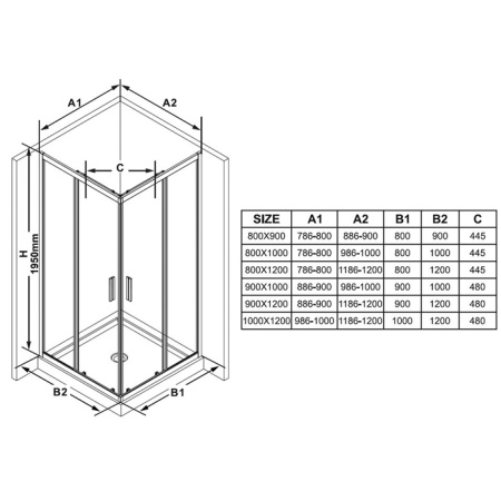 RAVAK BLIX SLIM Душевая дверь BLSRV2K-90 блестящий + транспарент (для компл. необходимо заказать 2 изделия BLSRV2K!) 