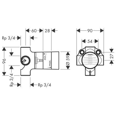 HG Trio/Quattro S Скрытая часть запорно/переключающего вентиля, на 3 источника, 3/4 